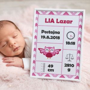 Grafika s podatki otroka – sovica roza