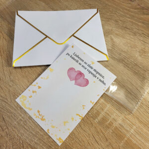 Dodatek k darilu – celofan, kuverta, voščilnica