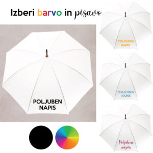 Dežnik – poljuben napis