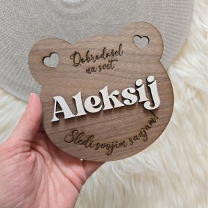 Oznanitvena tablica – oblika medvedka