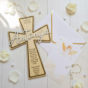 Lesen križ, z molitvijo – s priloženo voščilnico in kuverto