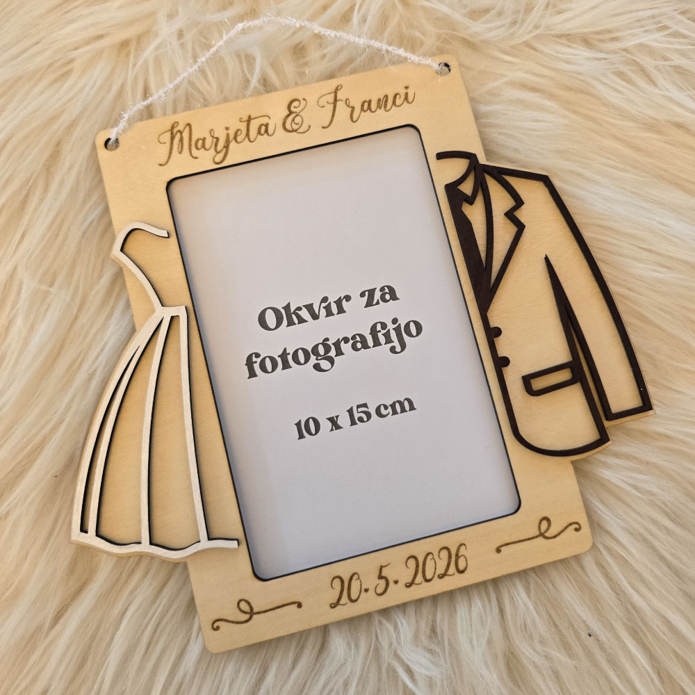 Okvir z imeni in datumom - darilo za poroko ali obletnico - slika 7
