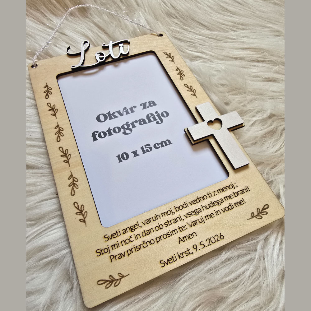 Lesen okvir z imenom - za sveti krst, prvo obhajilo in birmo - slika 4