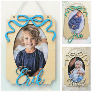 Lesen okvir z imenom otroka – moder, bel