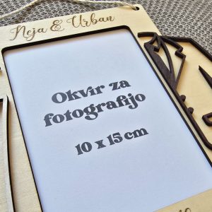 Okvir z imeni in datumom – darilo za poroko ali obletnico