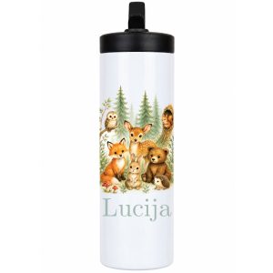 Gozdne živali – termo steklenica z imenom – 600 ml