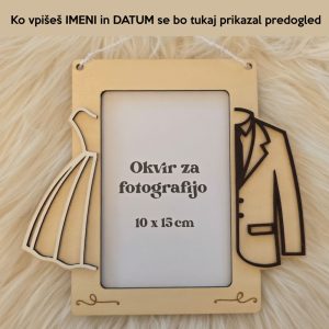 Darilo za poroko ali obletnico – okvir z imeni in datumom