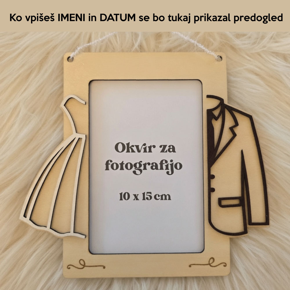 Darilo za poroko ali obletnico - okvir z imeni in datumom - slika 2